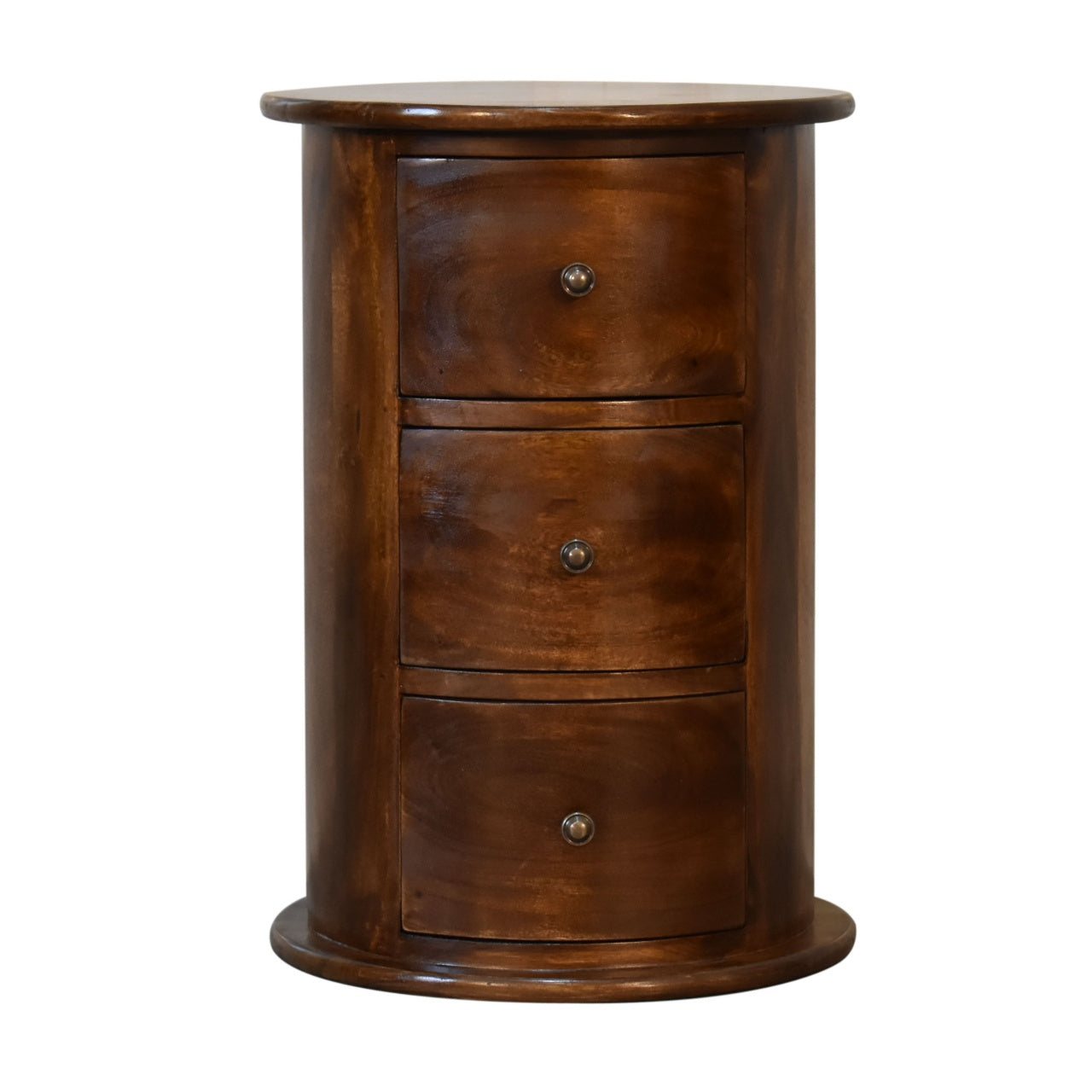Mezzano Chestnut Mango Wood 3 Drawer Drum Cabinet
