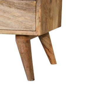 Megeve Classic Natural Oak Mango Wood Bedside Table 2 Drawers Open Shelf