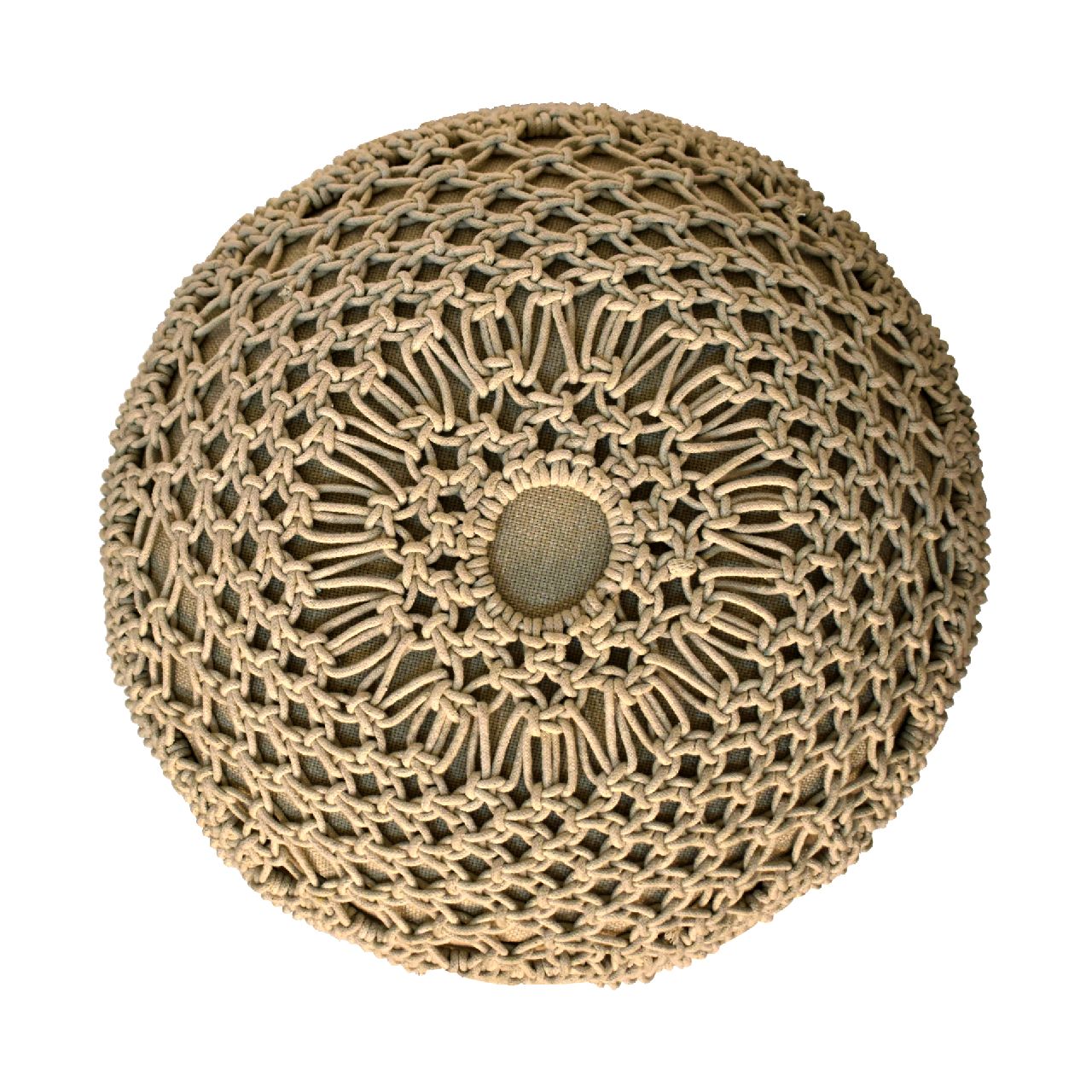 Como Boho Cotton Crotchet Beige Footstool