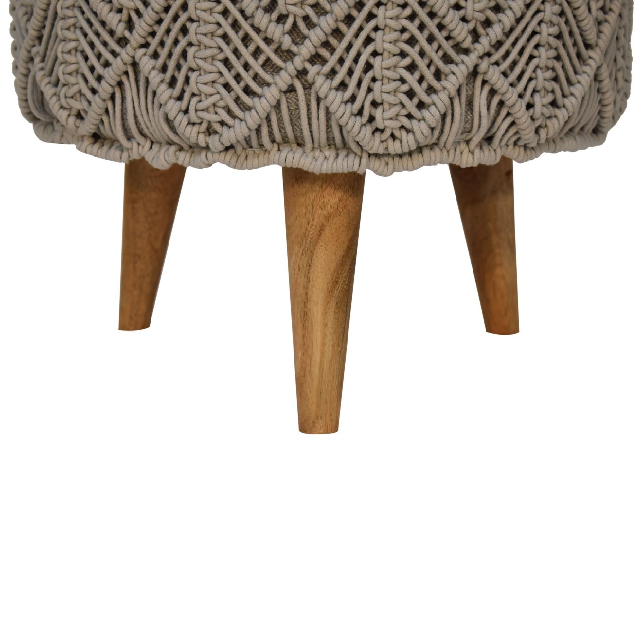 Como Boho Cotton Crotchet Grey Footstool