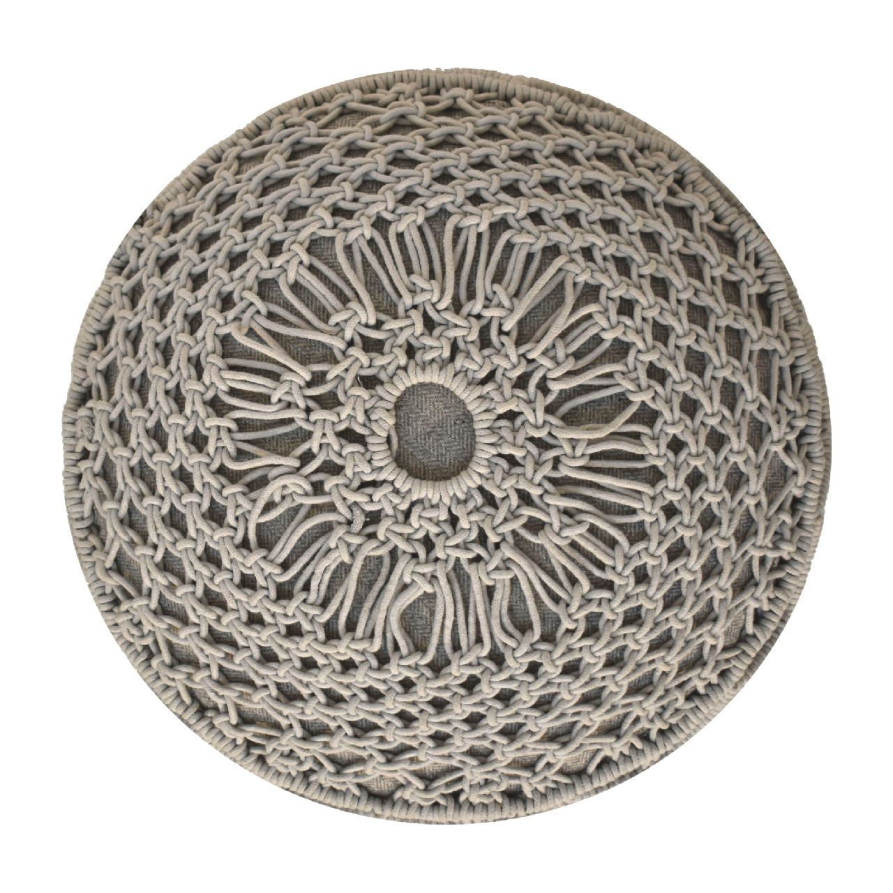 Como Boho Cotton Crotchet Grey Footstool