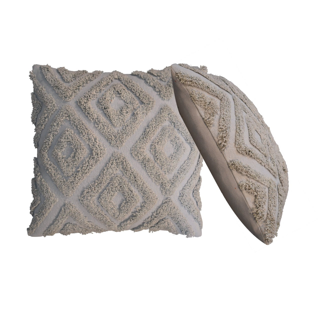 Set of 2 Bologna Grey Mini Diamond Tassle Cushions