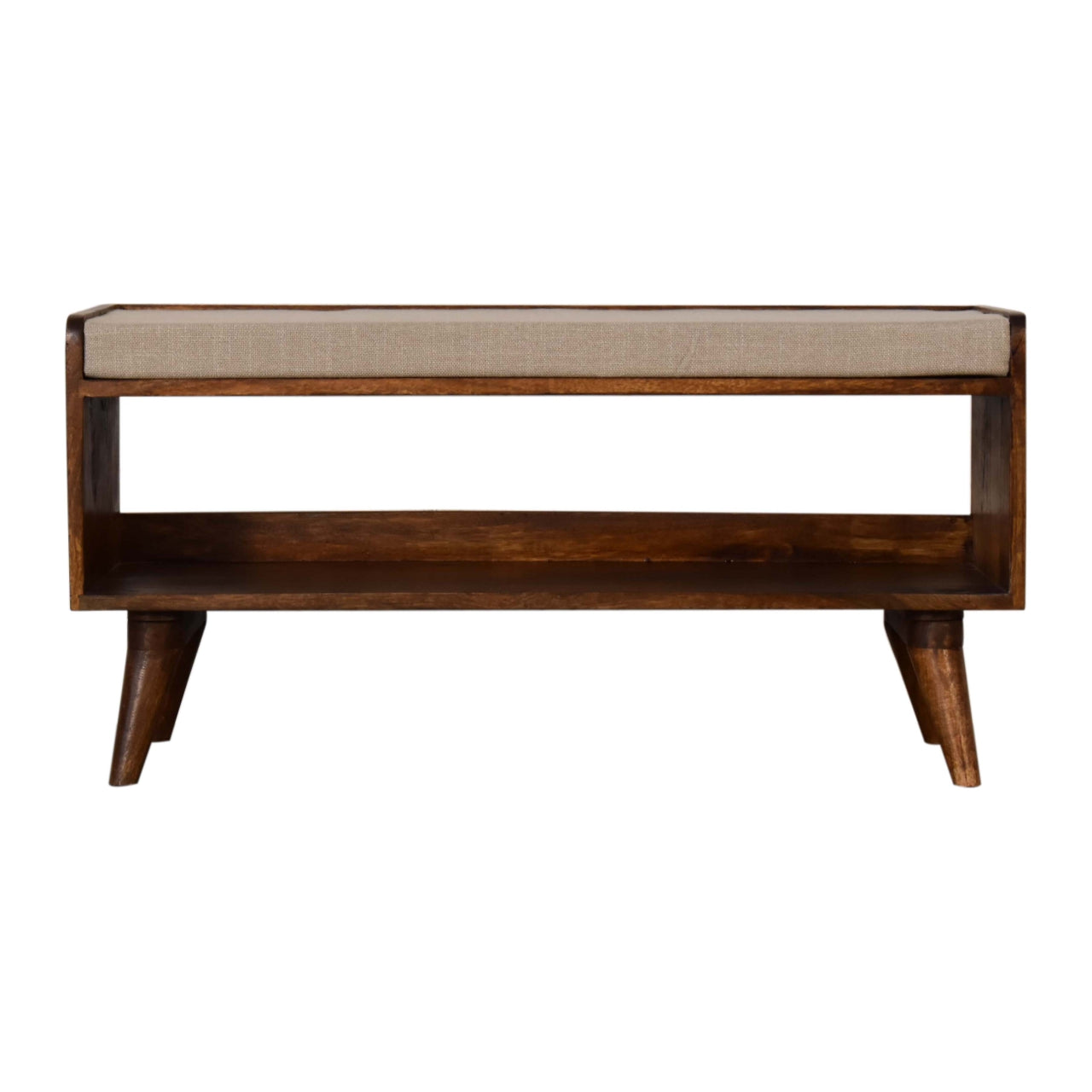 Wye Mud Linen and Mango Wood Nordic Storage Bench