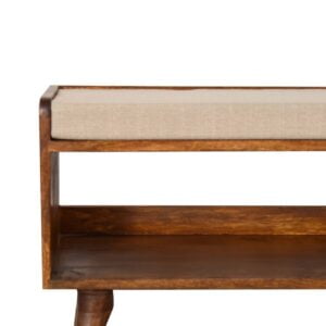 Wye Mud Linen and Mango Wood Nordic Storage Bench