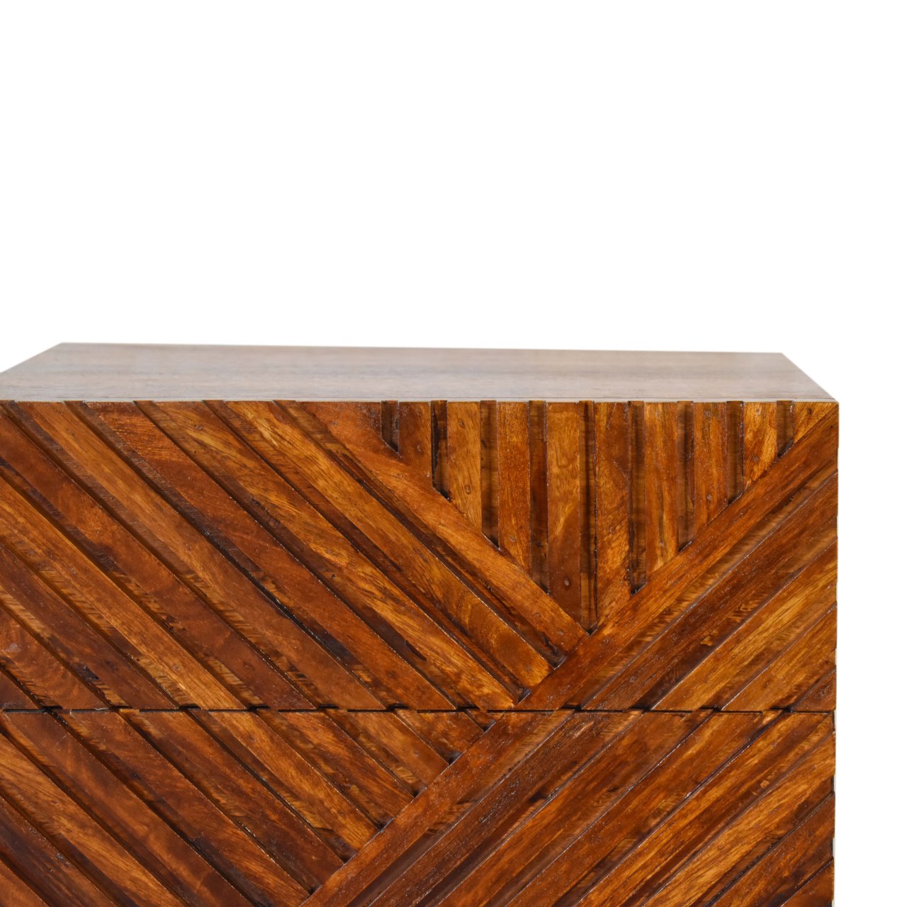 Orvieto Line Carved Mango Wood 2 Drawer Bedside Table