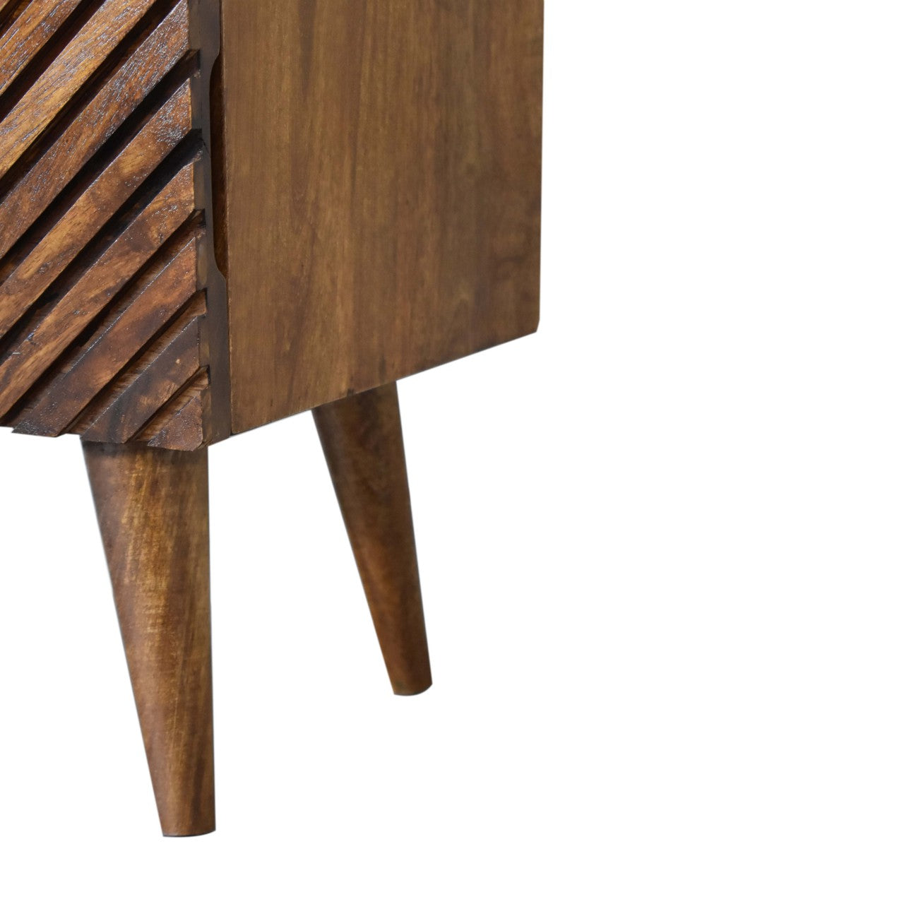 Orvieto Line Carved Mango Wood 2 Drawer Bedside Table