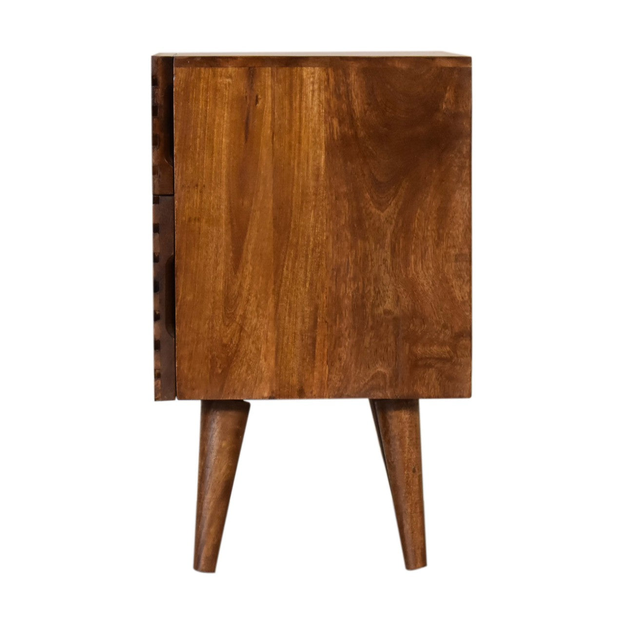 Orvieto Line Carved Mango Wood 2 Drawer Bedside Table