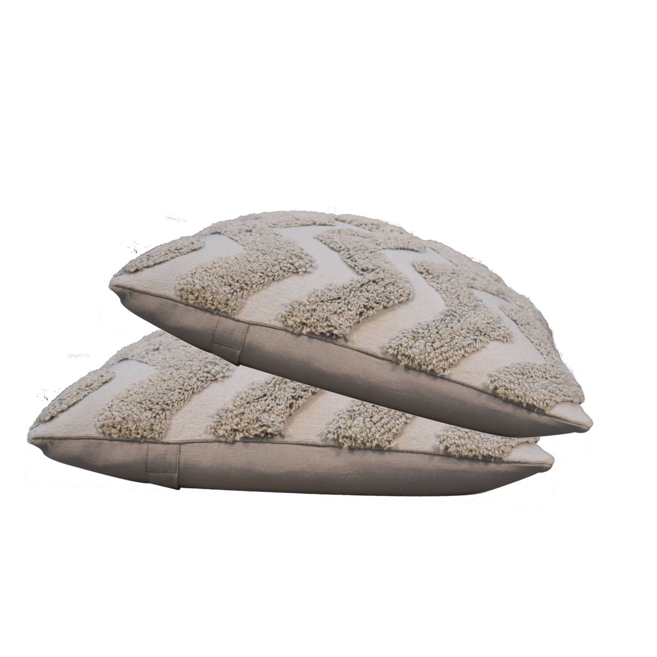 Set of 2 Nopparat Natural Grey Zig-Zag Cushion