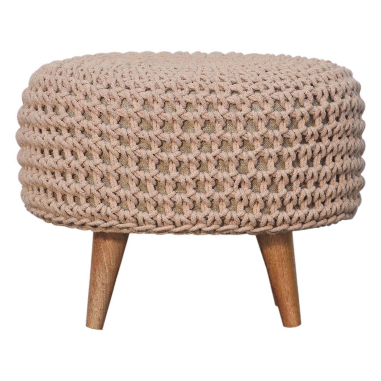 Mantua Beige Hand Woven Oblong Footstool