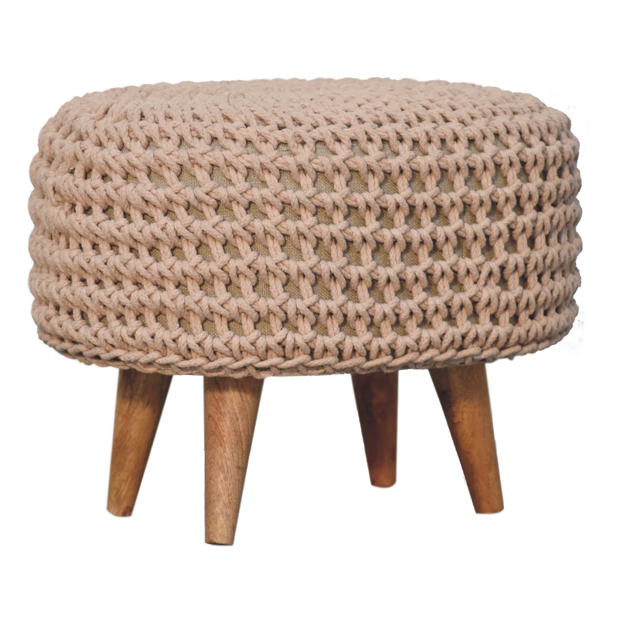 Mantua Beige Hand Woven Oblong Footstool