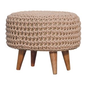 Mantua Beige Hand Woven Oblong Footstool