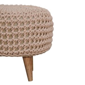Mantua Beige Hand Woven Oblong Footstool