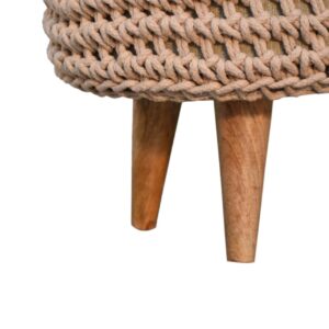 Mantua Beige Hand Woven Oblong Footstool