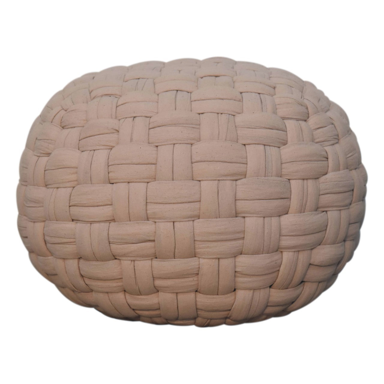 Noto Tube Cream Cotton Hand Knitted Pouffe
