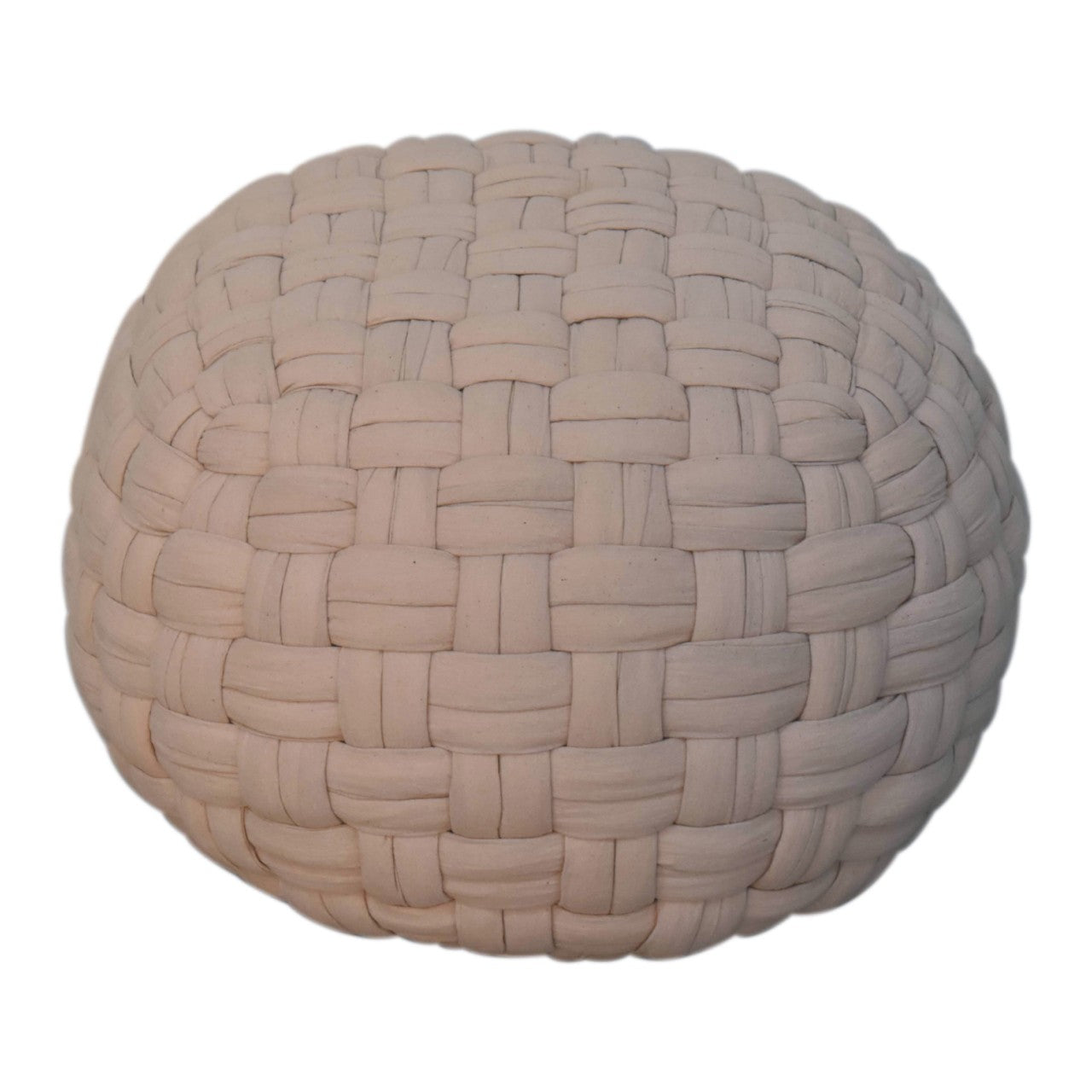 Noto Tube Cream Cotton Hand Knitted Pouffe