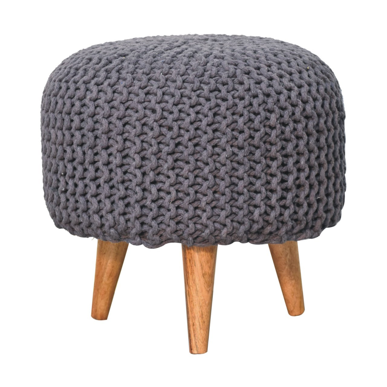 Bergamo Woven Grey Round Footstool