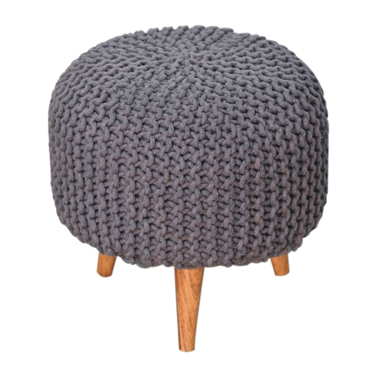 Bergamo Woven Grey Round Footstool
