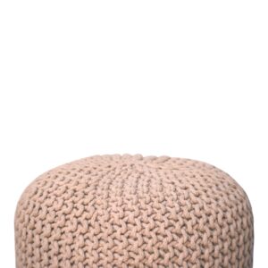 Mantua Beige Woven Round Footstool