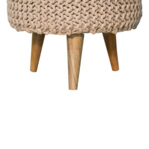Mantua Beige Woven Round Footstool