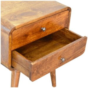Ostuni Curved Mango Wood Chestnut Bedside Table 2 Drawers
