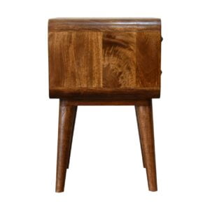 Ostuni Curved Mango Wood Chestnut Bedside Table 2 Drawers