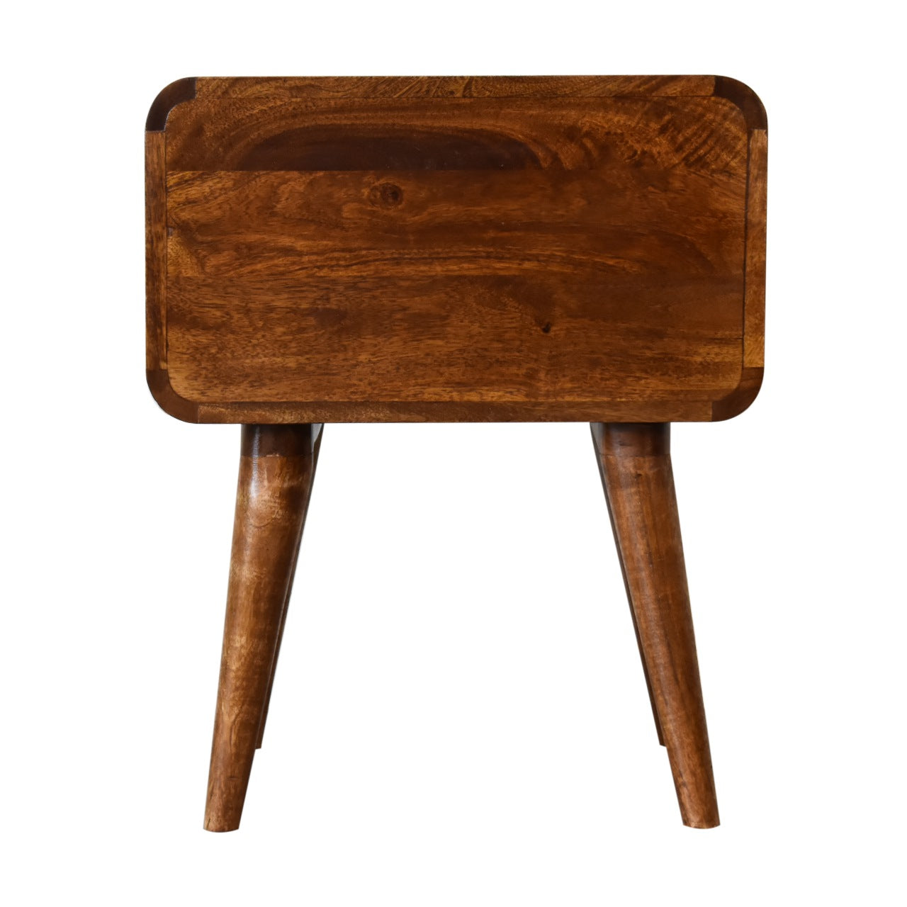 Ostuni Curved Mango Wood Chestnut Bedside Table 2 Drawers