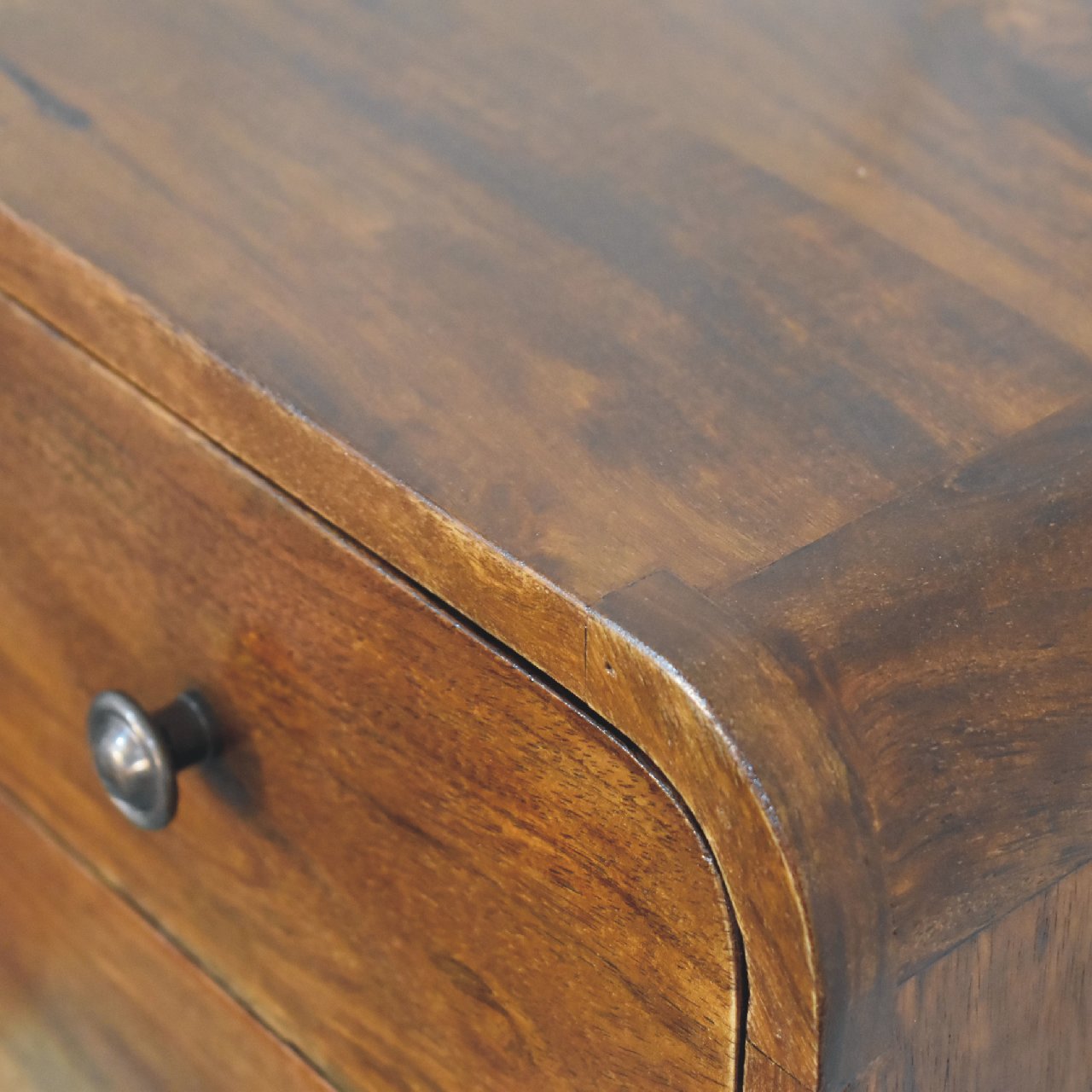 Kamala Floating Mini Chestnut Mango Wood Bedside Table 2 Drawers