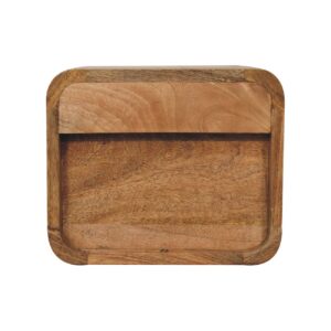 Desenzano Mini Curve Oak Mango Wood Floating Bedside Table 2 Drawers