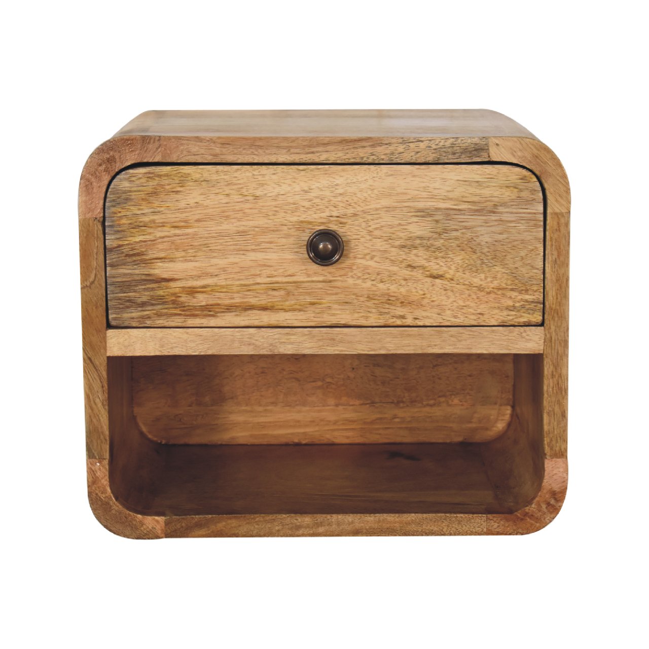 Parma Mini Oak Mango Wood Floating Open Bedside Table