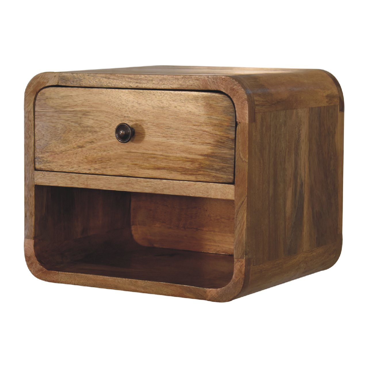 Parma Mini Oak Mango Wood Floating Open Bedside Table
