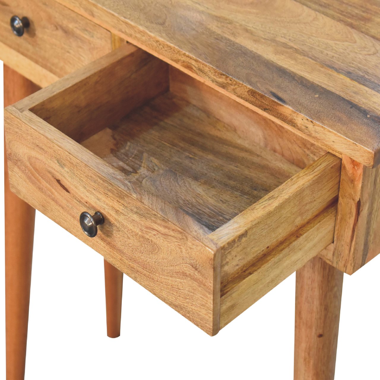 Parma Mini Oak Mango Wood Hallway Console Table 2 Drawers