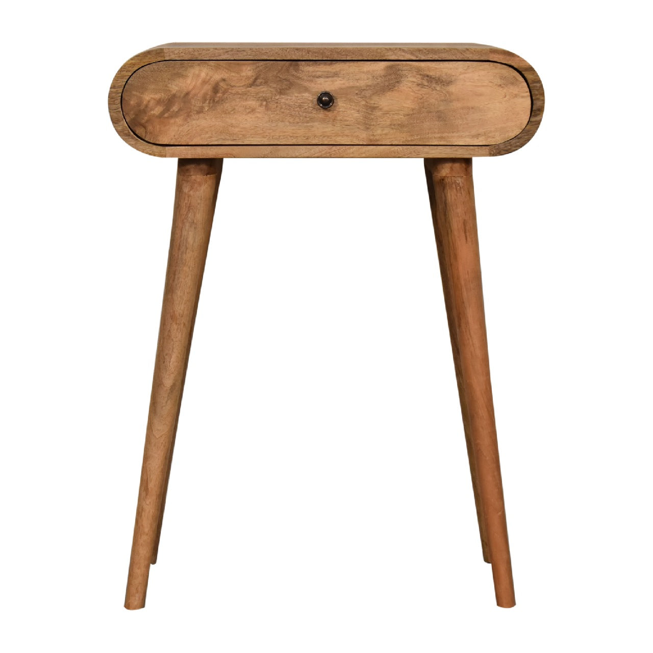 Cagliari Mini Curved Natural Mango Wood Console Table with Drawer