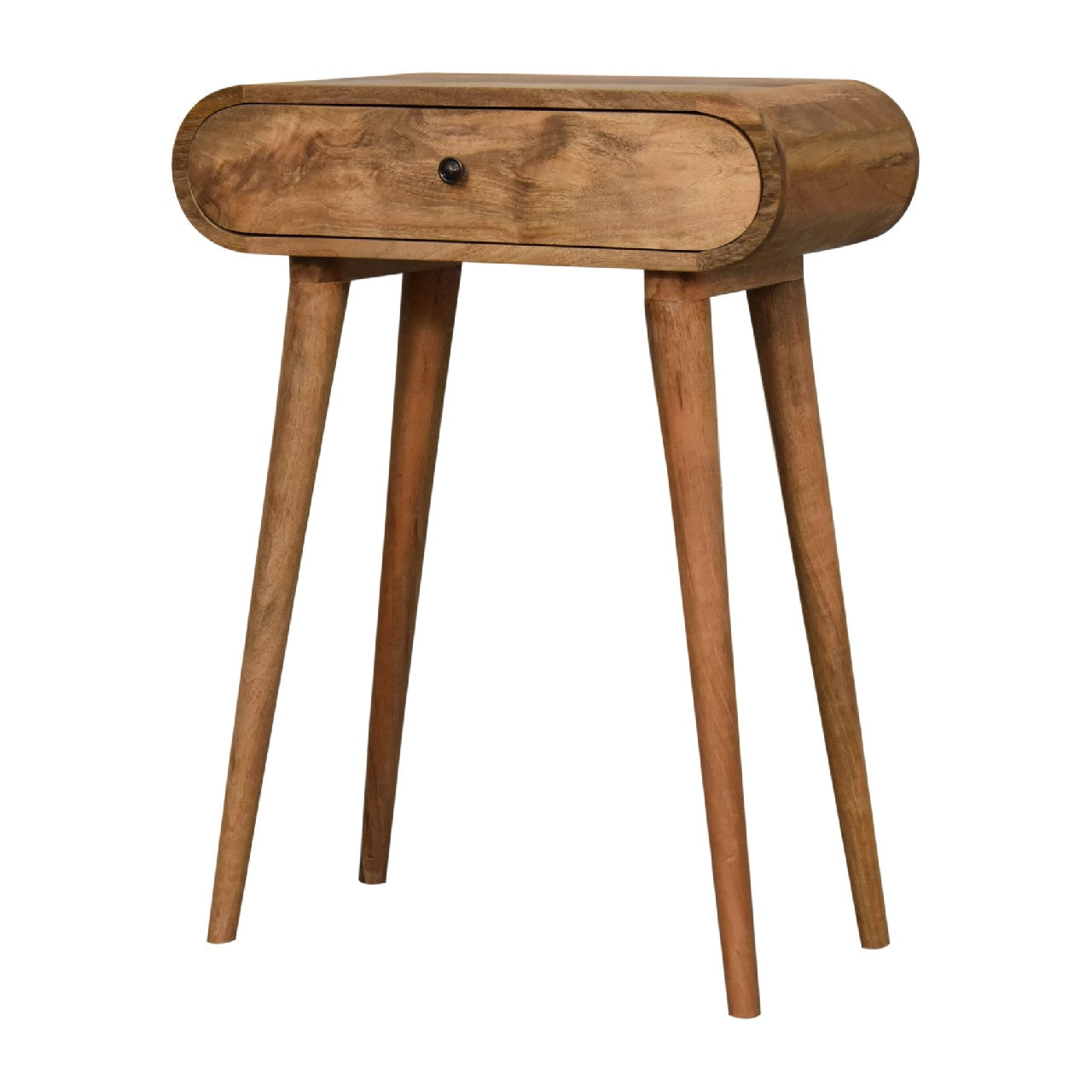 Cagliari Mini Curved Natural Mango Wood Console Table with Drawer