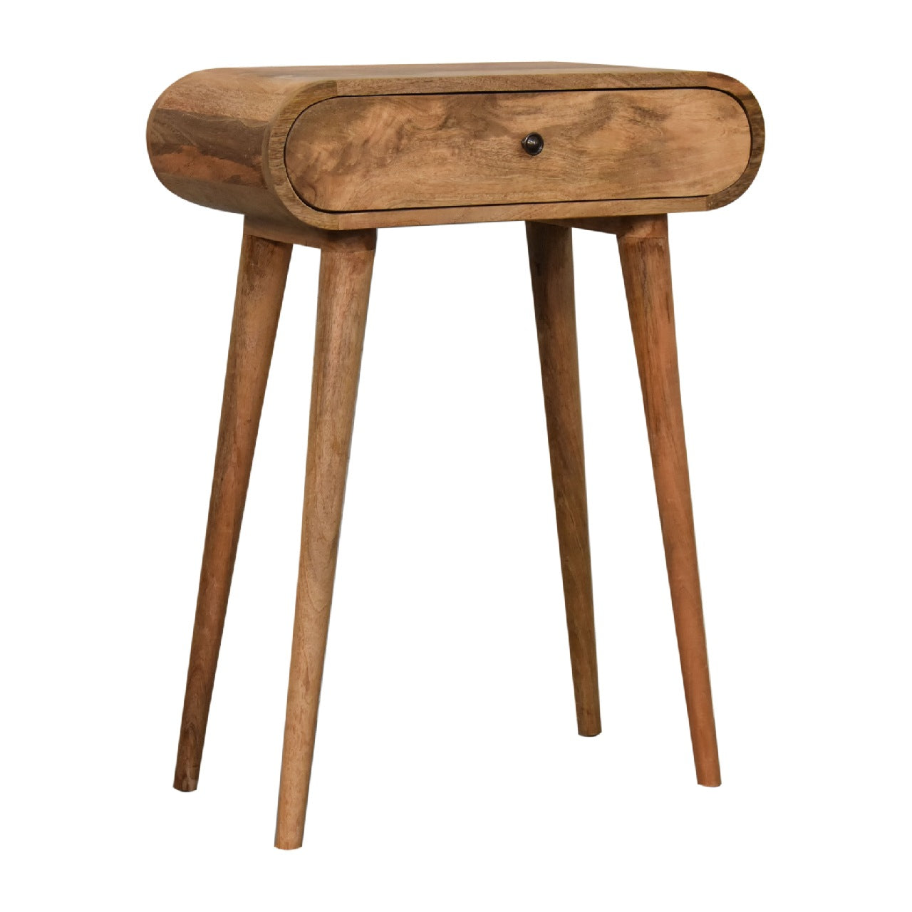Cagliari Mini Curved Natural Mango Wood Console Table with Drawer