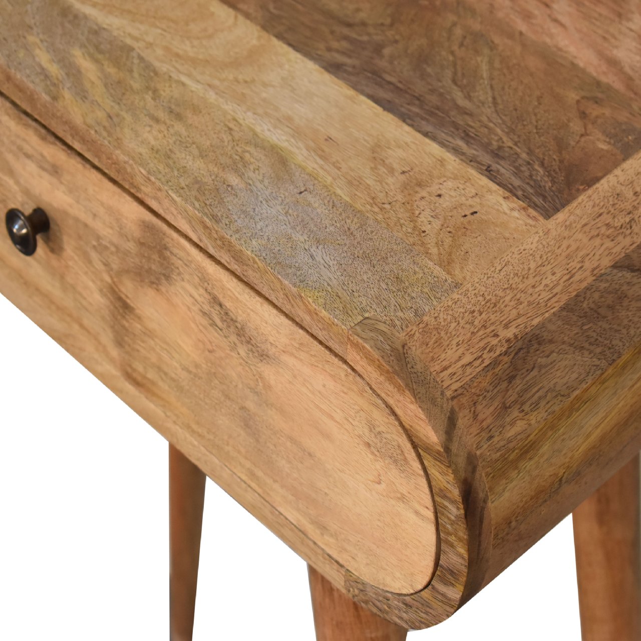 Cagliari Mini Curved Natural Mango Wood Console Table with Drawer