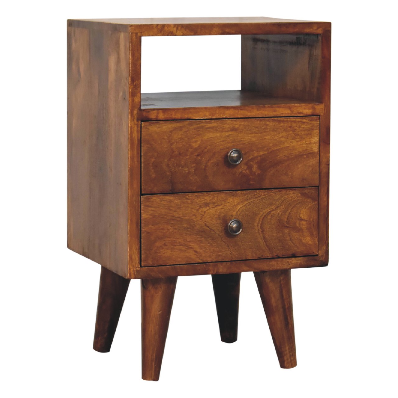 Olbia Mini Classic Chestnut Mango Wood Bedside Table 2 Drawers