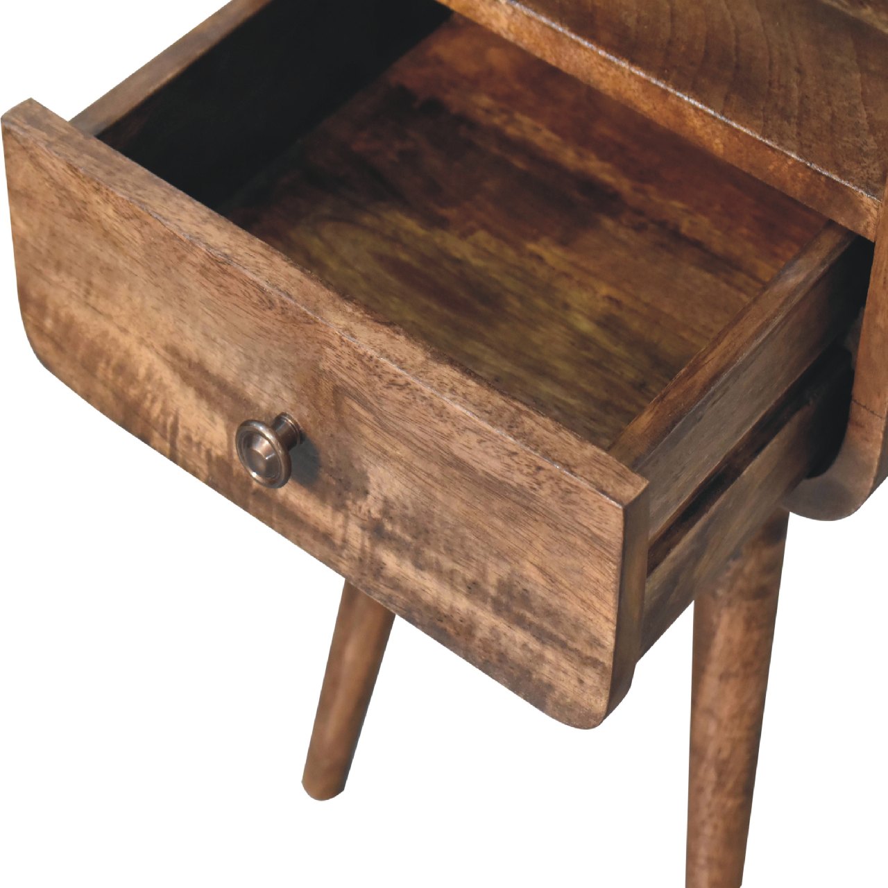 Thawatchai Mini Mango Wood Curve Open Bedside with Drawer