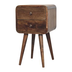 Peschiera Mini Curved Grey Washed Bedside Table Mango Wood
