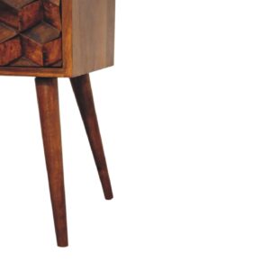 Olbia Mini Chestnut Mango Wood Cube Pattern 2 Drawer Bedside Table