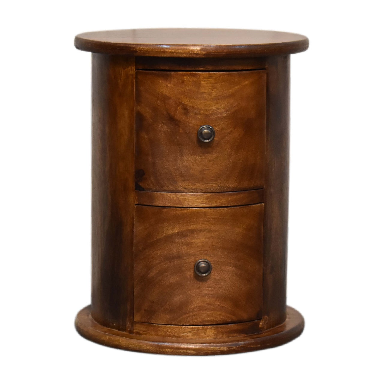 Olbia Mini Chestnut Mango Wood 2 Drawer Drum Chest