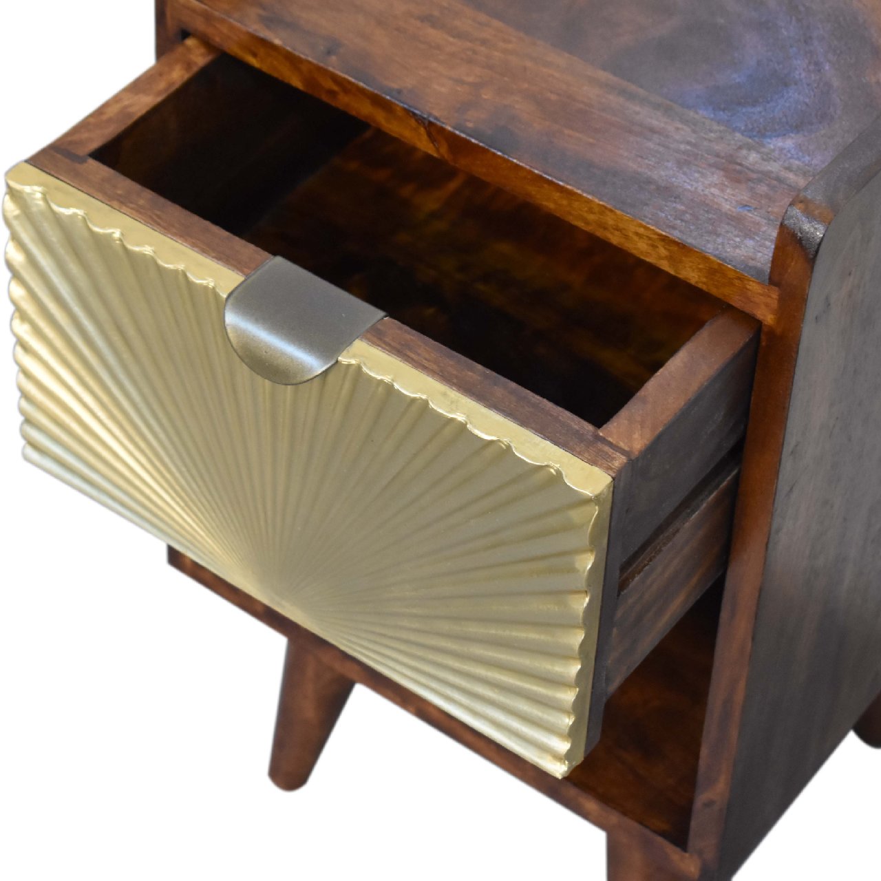 Bolzano Art Deco Mini Gold 1 Drawer Bedside Table Mango Wood