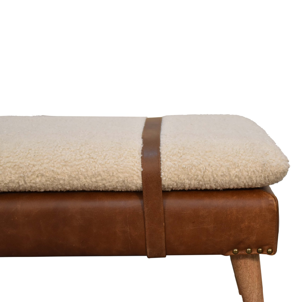 Alghero Boucle Buffalo Leather and Natural Yarn Boucle Bench
