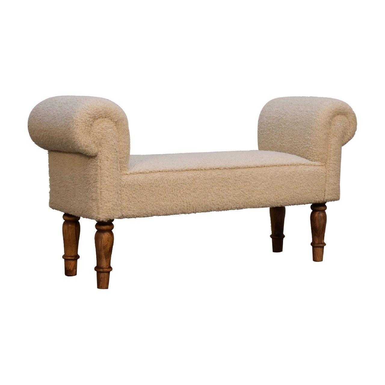 Olbia Boucle Cream and Mango Wood Bench