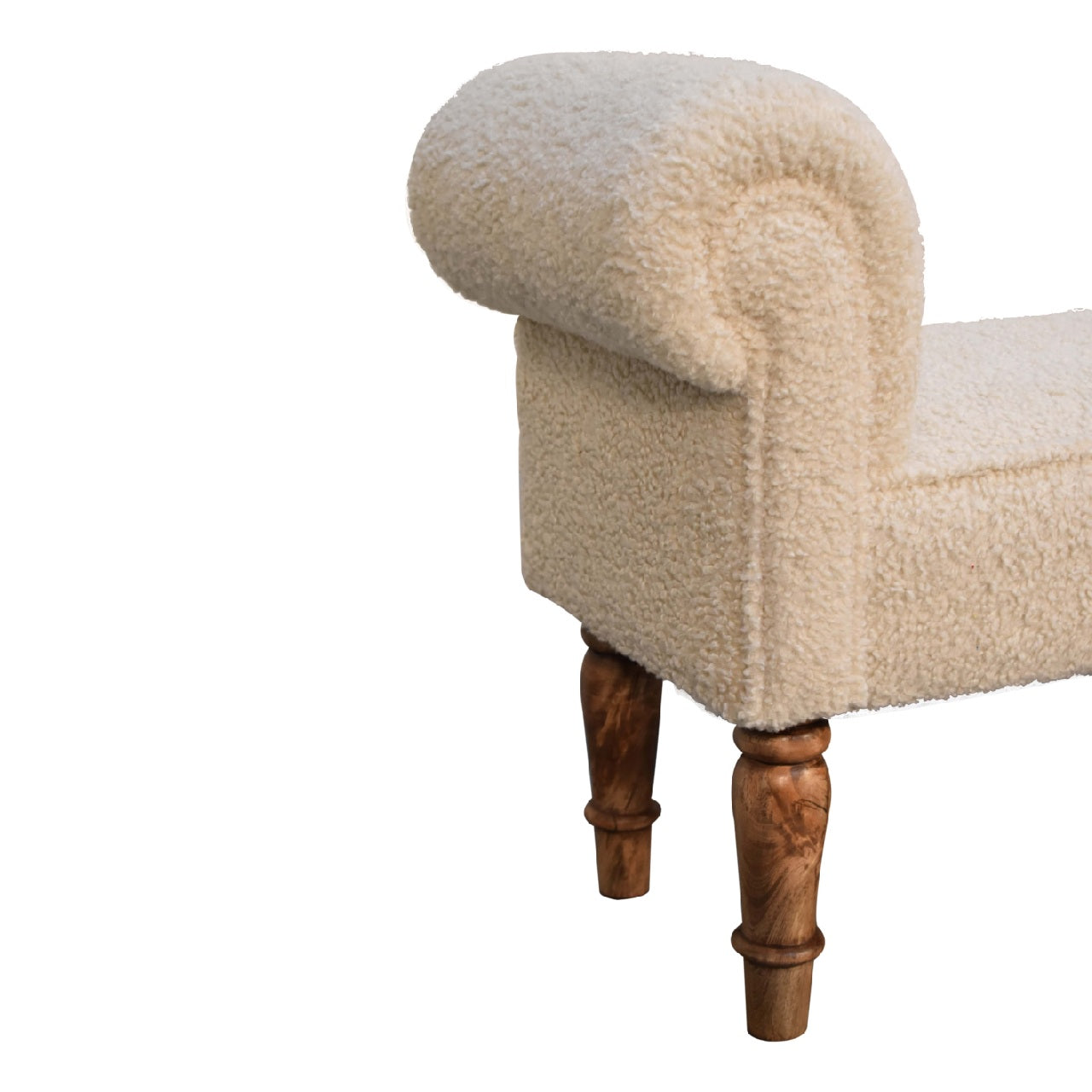 Olbia Boucle Cream and Mango Wood Bench