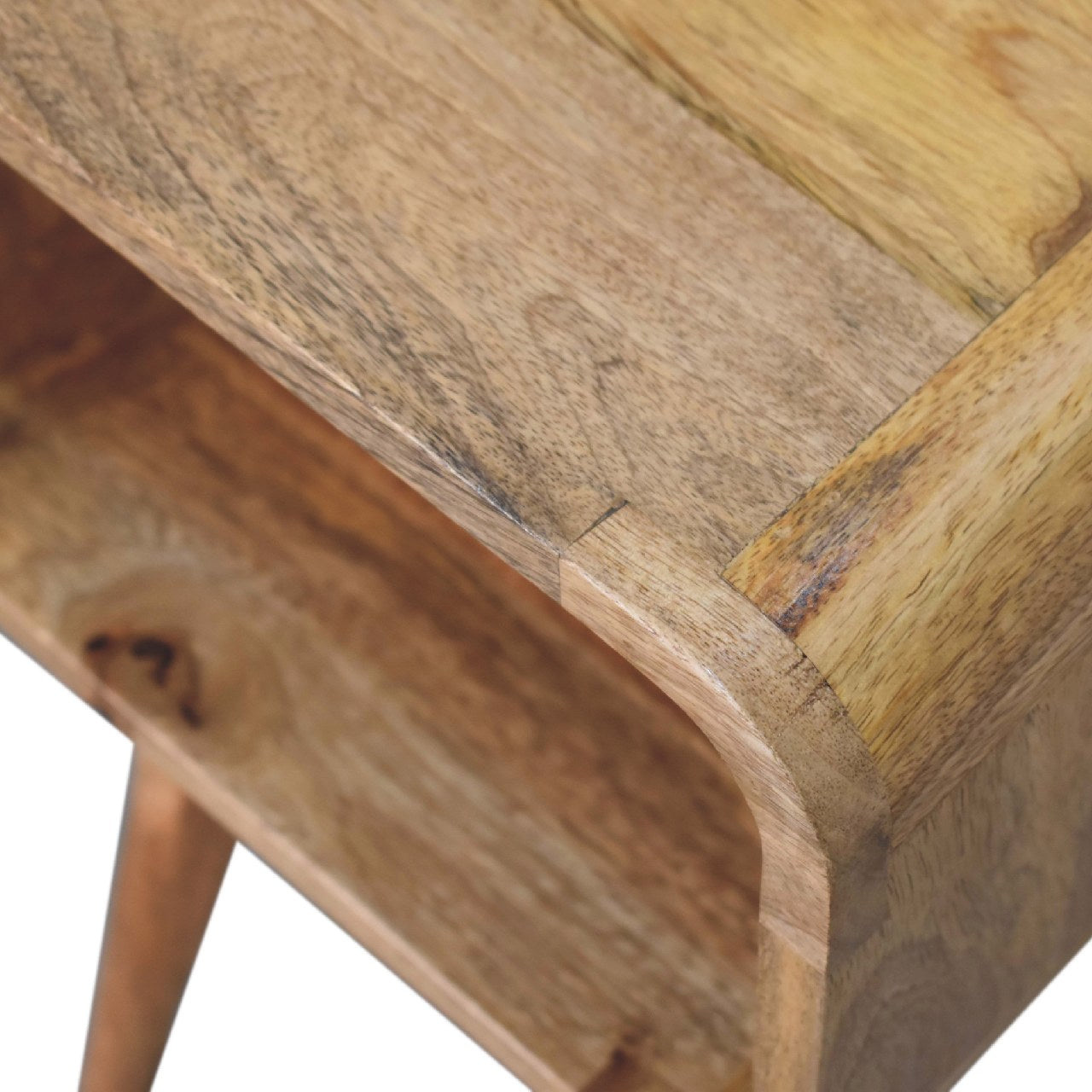 Peschiera Mini Curved Mango Wood Open Shelf Bedside Table