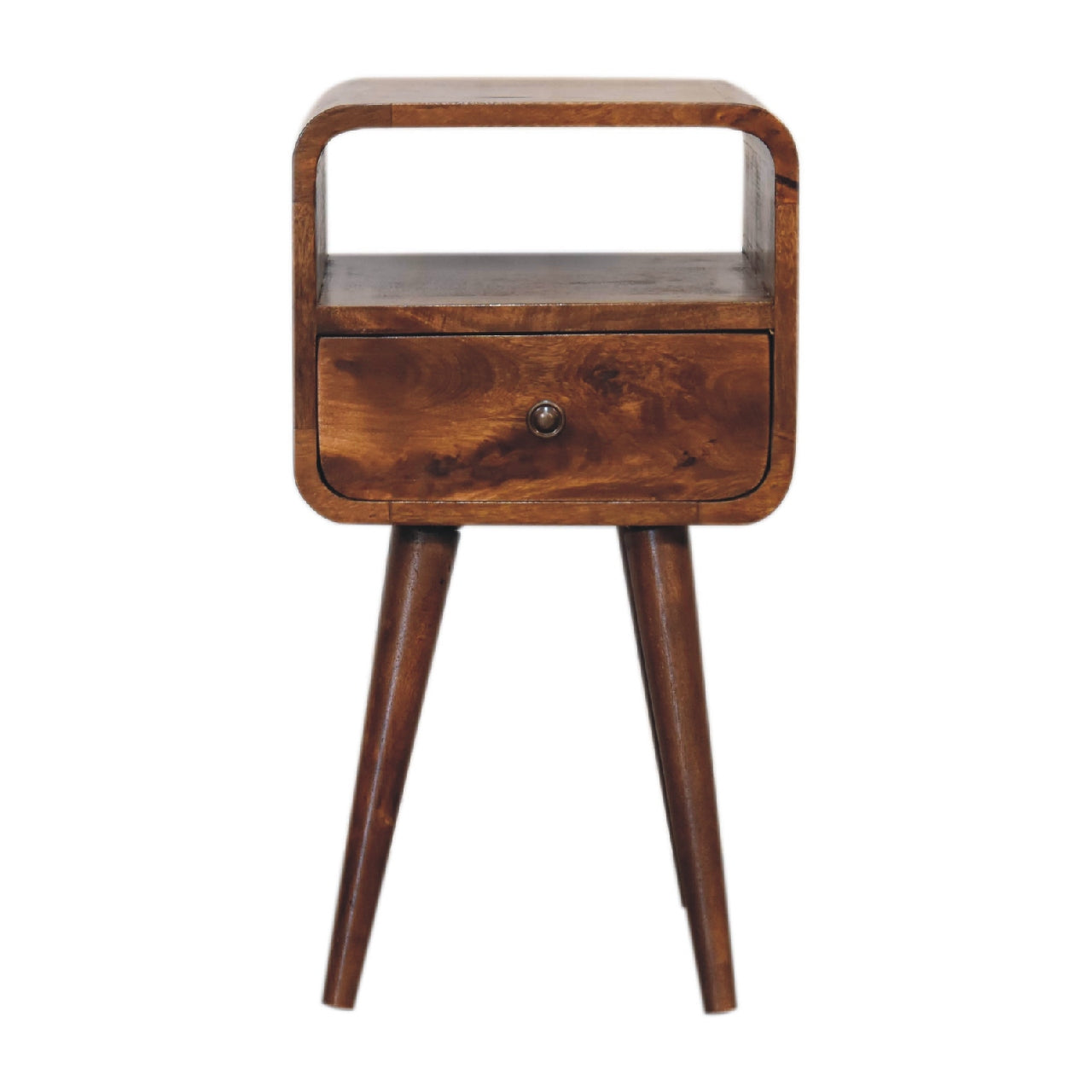 Olbia Mini Chestnut Mango Wood Curve Open Bedside Table