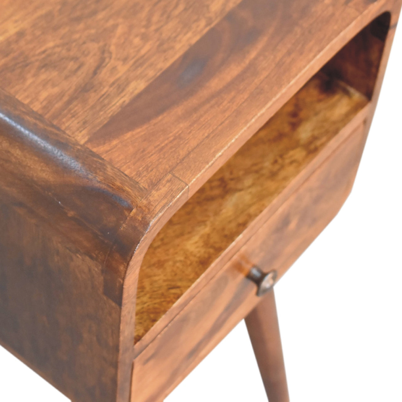 Olbia Mini Chestnut Mango Wood Curve Open Bedside Table