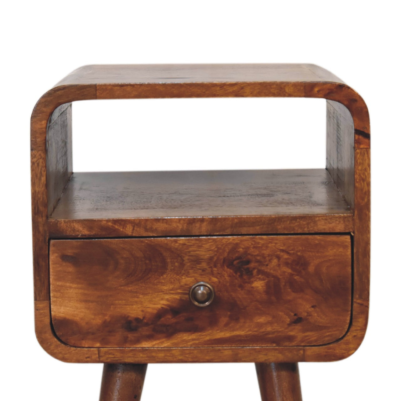 Olbia Mini Chestnut Mango Wood Curve Open Bedside Table