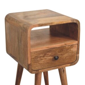 Trento Mini Oak Mango Wood Curve Open Bedside Table
