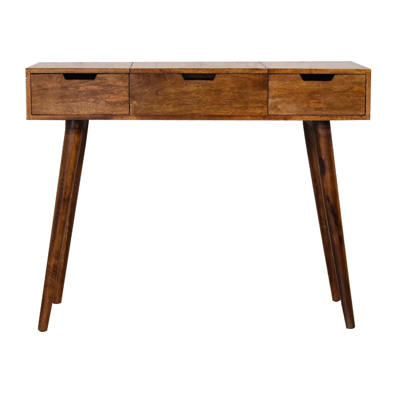 Khiao Chestnut Foldable Mirror Dressing Table
